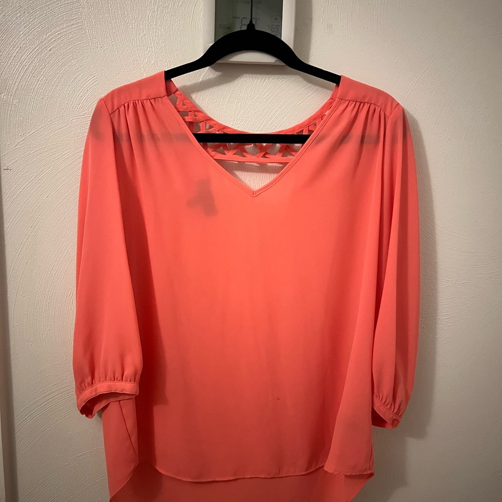 BCX Women's Coral Blouse with Strappy Back